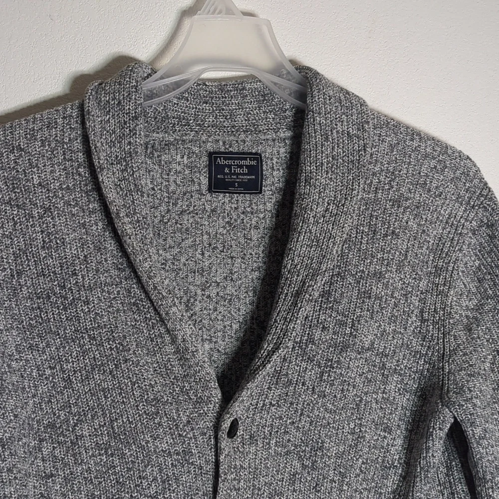 Abercrombie & Fitch Men's‎ Cardigan Sweater Shawl Collar Rogers Cosby Grey Small